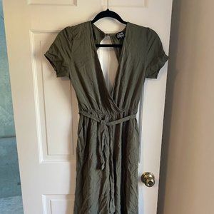 Olive Green Backless Jumpsuit